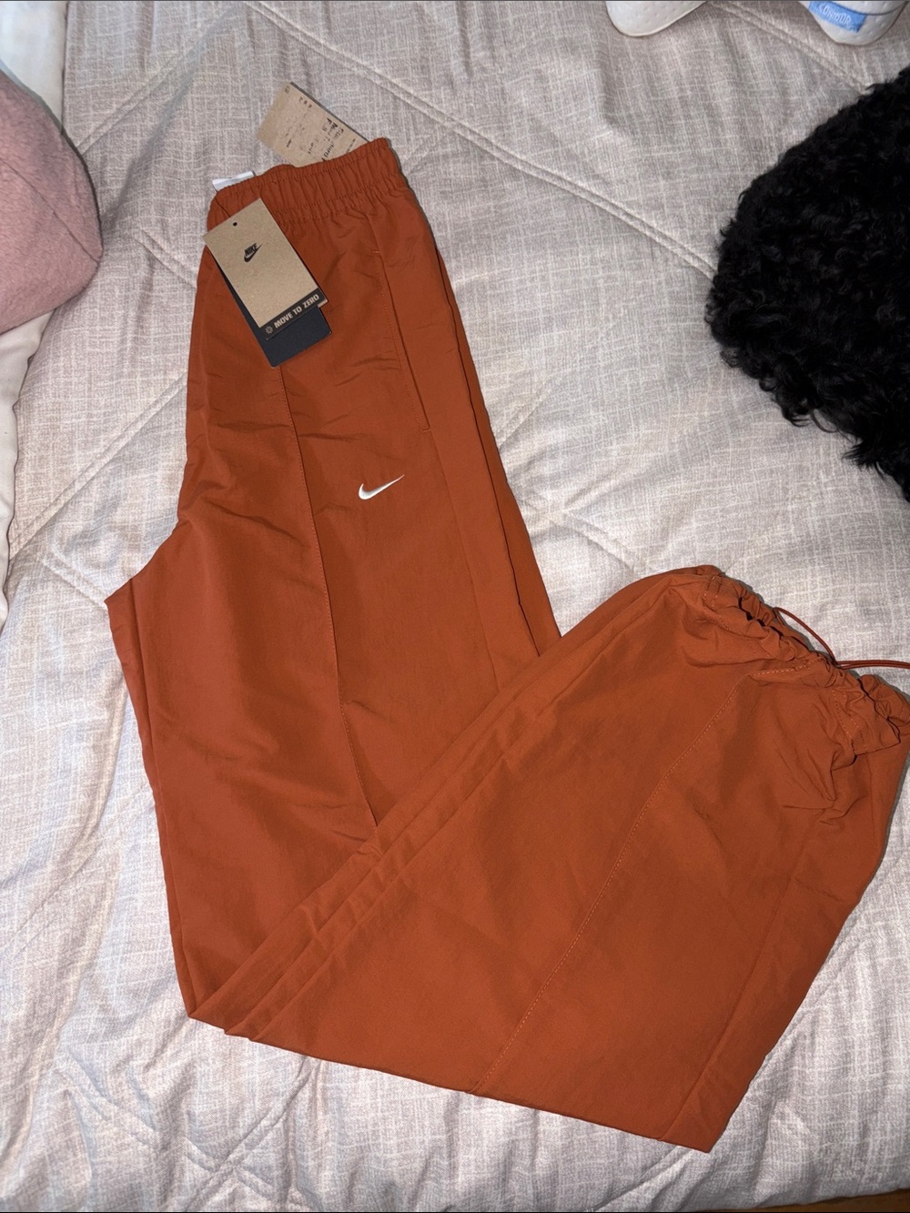 Nike Burnt Orange Joggers with White Swoosh